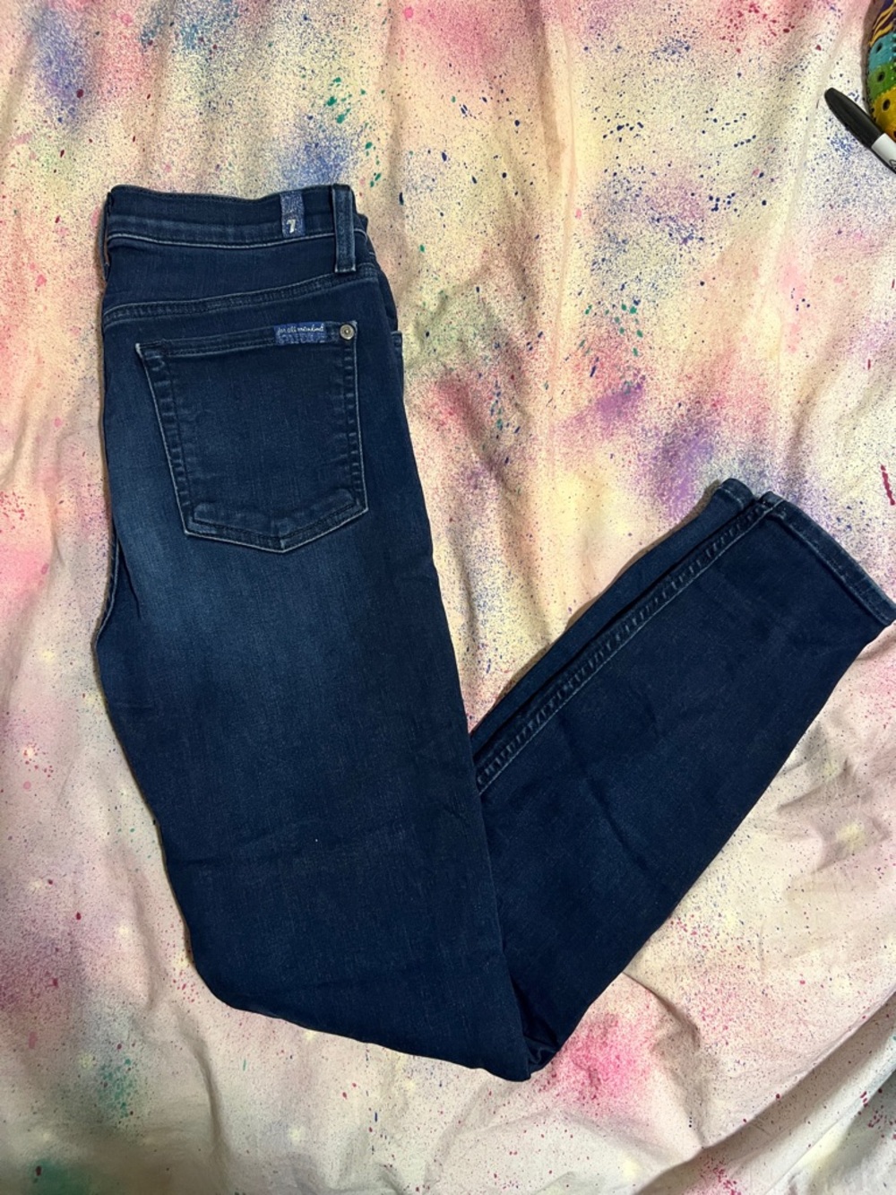 7 For All Mankind Women’s Dark Blue Slim Fit Jeans